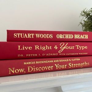 Stack of 3 RED BOOKS Bundle for Home Decor, Decorating, Staging, Photo props